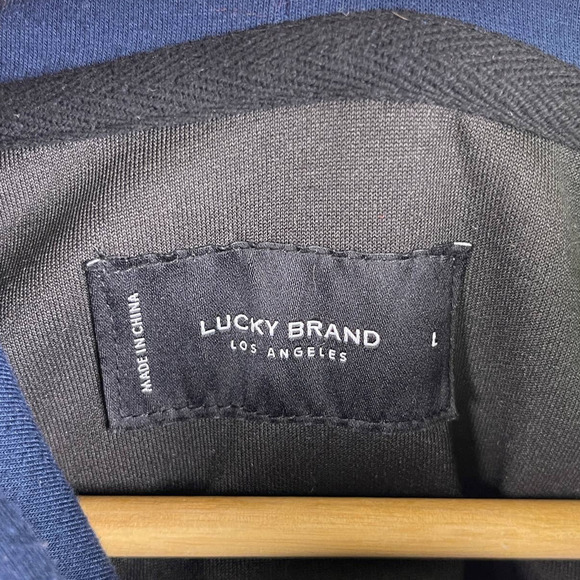 Lucky Brand Breathe Easy Tech Hoodie Grey Navy Blue Colorblock Men's Large - Picture 5 of 10